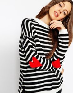 ASOS Sweater in Stripe With Intarsia Heart Elbow Patch, Get Dressed Mommy